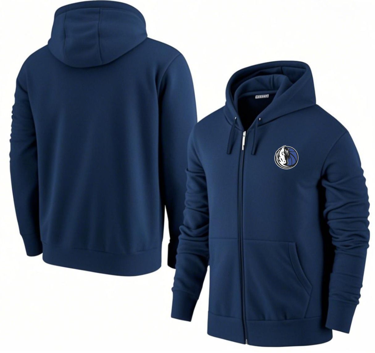 Men Dallas Mavericks Dark Blue Zipper hoodie 2025 NBA Jersey style 1